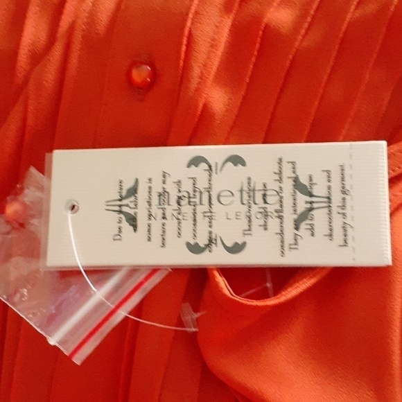 NANETTE LEPORE Fire Starter Orange Pintucked Sleeveless Shirtdress Size 6 - Picture 13 of 14